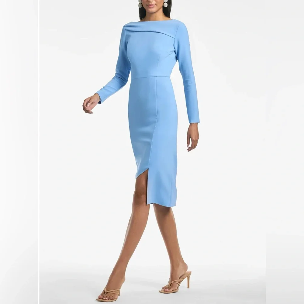 NWT [Sachin + Babi] Patrizia Bateau Neck Midi Dress in Chambray Blue Women’s 8 - Picture 2 of 13
